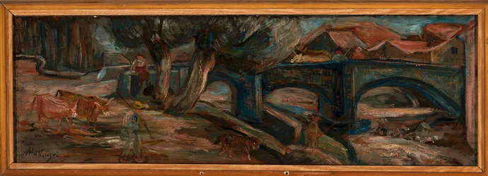 Paysage avec pont et vaches (Espaly)