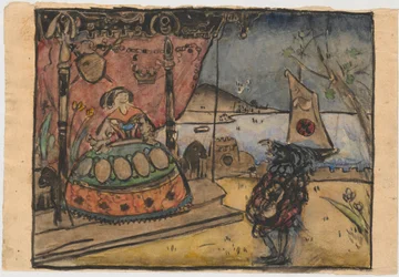 Sérénade - esquisse pour une gravure sur bois