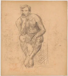 Étude de nu masculin assis