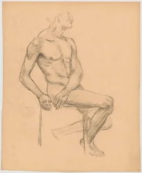 Étude de nu masculin assis