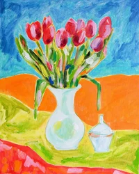 Des tulipes rouges dans un vase