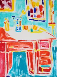 Bureau de studio coloré