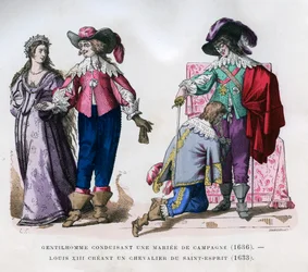 Un gentleman conduisant une mariée de campagne, 1636, et Louis XIII créant un chevalier, 1633 1882-1884