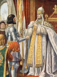 Alberico da Barbiano reçoit du pape Urbain VI un drapeau portant l