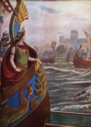 Antiquité, guerre civile romaine : La reine égyptienne Cléopâtre VII Théa Philopator à la bataille d