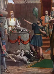 Antiquité romaine, troisième guerre samnite : Cérémonie et sacrifice samnites en hommage aux divinités avant la bataille d