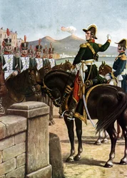 Soulèvement dans le Royaume des Deux-Siciles (1820) : Le militaire Guglielmo Pepe harangue ses troupes en 1820 à Naples, Italie