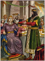le roi Alboin (526- 572 environ) donne à la fille de son adversaire le crâne de ce dernier pour qu