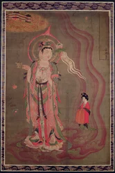 Un Bodhisattva conduisant une dame vers la Terre Pure, vers 851-900
