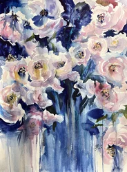 Fleurs bleues poudrées