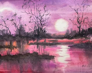 Reflet de la Lune rose