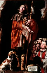 Saint Roch, le saint porte le bubon de la peste sur sa jambe, peinture de Tanzio da Varallo