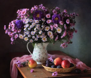 Les asters et les fruits d