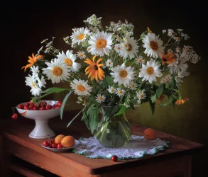 Nature morte aux marguerites des champs
