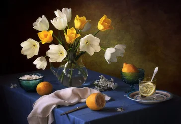 Nature morte aux tulipes fraîches