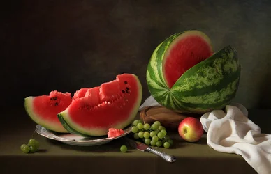 Nature morte à la pastèque fraîche