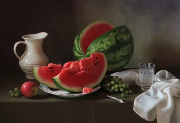 Pastèque et raisins frais