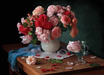Nature morte romantique aux roses