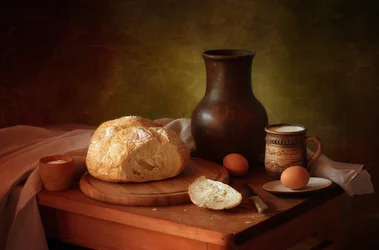 Pain rustique et lait
