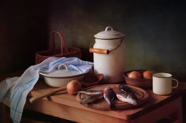 Nature morte dans une cuisine rustique