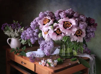 Bouquet de pivoines rustique