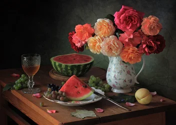 Nature morte estivale rustique
