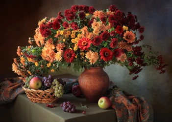 Nature morte automnale aux couleurs vives