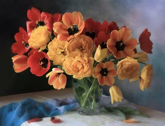 Bouquet de tulipes aux couleurs vives
