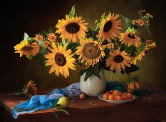 Nature morte au tournesol aux couleurs chaudes