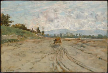 T. Signorini, Paysage siennois avec chariot