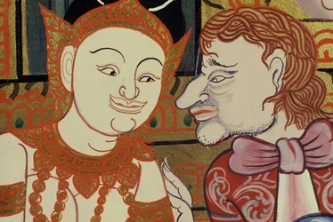 Peinture contemporaine dans le style classique montrant des Thaïlandais et des Occidentaux