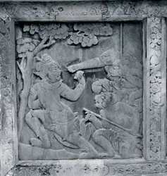 Un des reliefs de la série représentant le Ramakien (Ramayana)