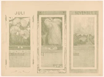Calendriers pour juillet, août et novembre 1910