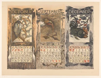 Calendriers pour octobre, septembre et décembre 1903