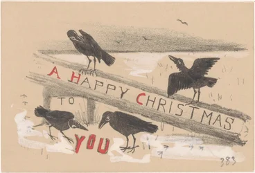 Carte de Noël avec quatre corbeaux