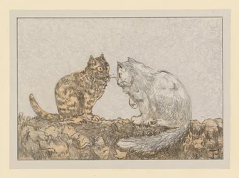 Deux chats sur un mur