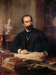Portrait de Sadi Carnot (1837-1894) à son bureau, président de 1887 à 1894