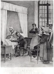 René Théophile Hyacinthe Laennec écoutant la poitrine d
