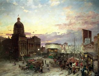 Washington Street, Indianapolis au crépuscule