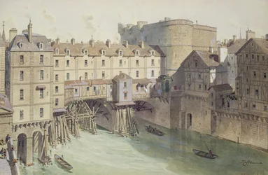 Vue du Petit Chatelet et du Petit Pont en 1717, illustration de 