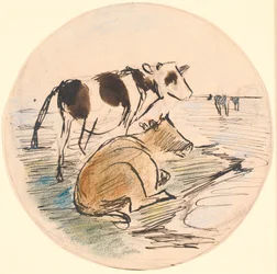 Veaux à Saltholm (esquisse pour un plat en céramique)