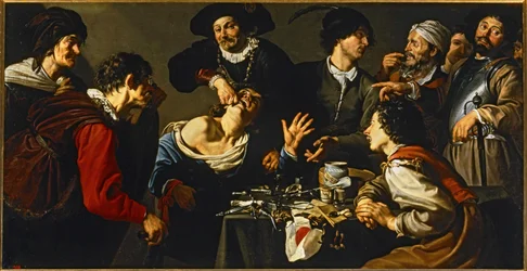 Le dentiste charlatan ... (peinture sur toile)