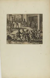 (Jacobus Almagrus a Ferdinando Pizarro Invincula Coniicitur in Carcere....) (extrait du livre Americae, sixième partie)