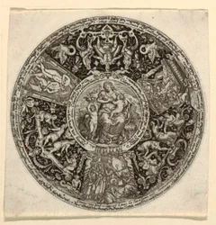 Conception pour une tasse gravée avec une allégorie de la charité