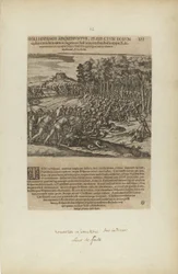 Moli Hispanos Adgrediuntur, Praefe Ctum Eorum/Cedunt : Tandeum.... (extrait du livre Americae, cinquième partie)