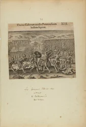Outina Gallorum Auxilio Potanou Suum Hostem Superat. XIII. (extrait du livre Americae, deuxième partie)
