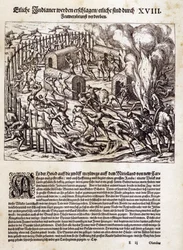 Amérique du Sud : Les conquistadors espagnols brûlent et pillent un village indigène