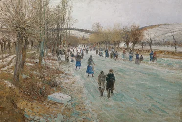 Patineurs sur la Thaya près de Lundenburg