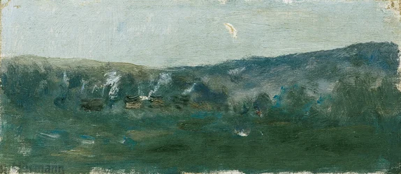 Paysage vallonné avec croissant de lune
