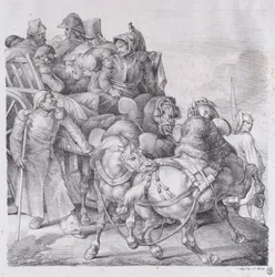 Chariot chargé de soldats blessés